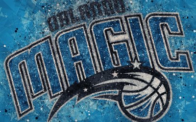 أورلاندو ماجيك, 4K, شعار مبدعين, نادي كرة السلة الأمريكي, شعار, الهندسية الفنية, الدوري الاميركي للمحترفين, الزرقاء مجردة خلفية, أورلاندو, فلوريدا, الولايات المتحدة الأمريكية, كرة السلة, الرابطة الوطنية لكرة السلة