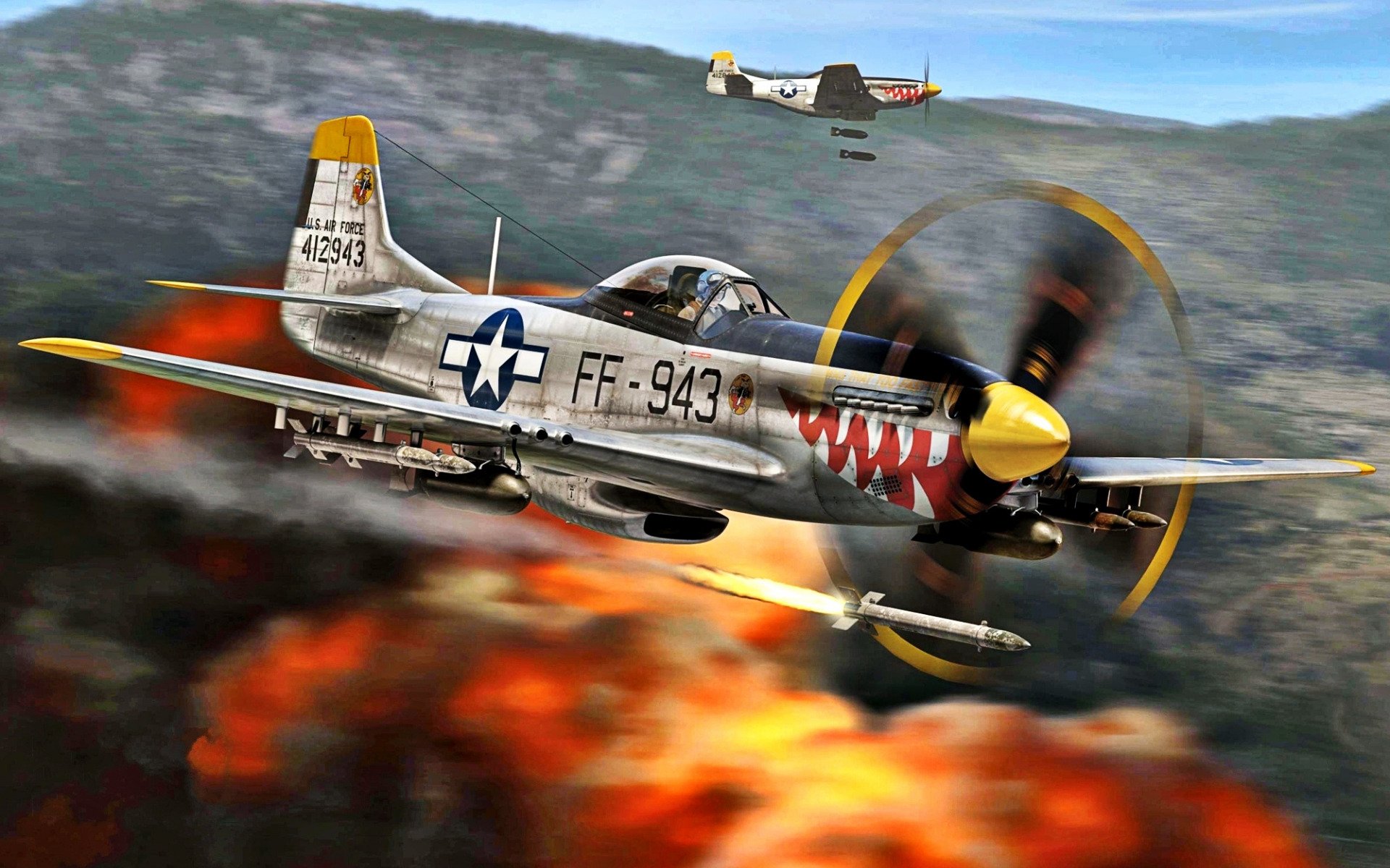Desktop Wallpapers Fighter aircraft Airplane American P51 Mustang