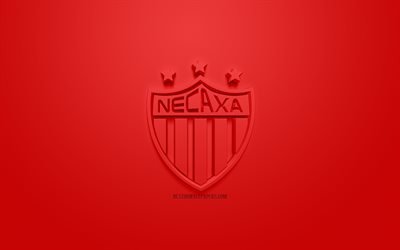 Club Necaxa, creative 3D logo, red background, 3d emblem, Mexican football club, Liga MX, Aguascalientes, Mexico, 3d art, football, stylish 3d logo