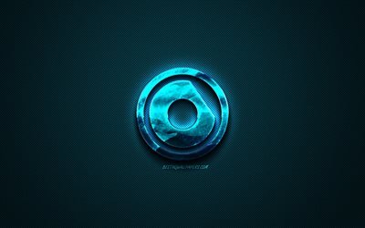 Nicky Romero logo, bleu logo creative, DJ hollandais, Nicky Romero, embl&#232;me bleu en fibre de carbone texture, art cr&#233;atif, Nick Rotteveel