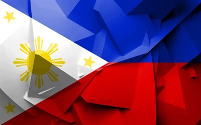 4k, Flag of Philippines, geometric art, Asian countries, Philippines flag, creative, Philippines, Asia, Philippines 3D flag, national symbols