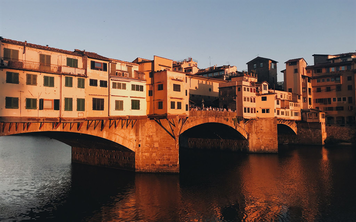Ponte Vecchio, italian landmarks, Arno River, bridge, Florence, Italy, italian cities