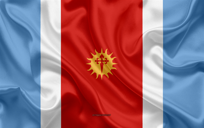Arjantin, ipek doku, Santiago del Estero Eyaleti bayrağı, yaratıcı sanat Santiago del Estero bayrak, 4k, ipek bayrak, il, Santiago del Estero