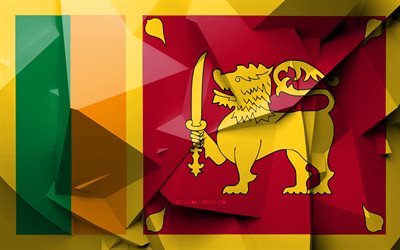 4k, Flag of Sri Lanka, geometric art, Asian countries, Sri Lankan flag, creative, Sri Lanka, Asia, Sri Lanka 3D flag, national symbols