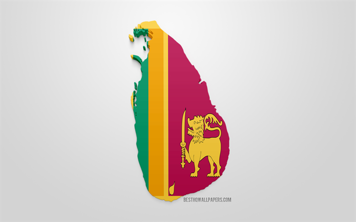 3d drapeau du Sri Lanka, de la carte de la silhouette de Sri Lanka, art 3d, Sri Lanka, drapeau, Europe, de la g&#233;ographie, de Sri Lanka 3d silhouette