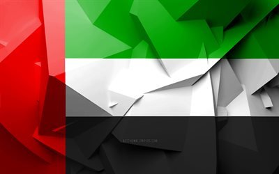4k, Birleşik Arap Emirlikleri Bayrağı, geometrik sanat, Asya &#252;lkeleri, Birleşik Arap Emirlikleri bayrağı, yaratıcı, Birleşik Arap Emirlikleri, Asya, Birleşik Arap Emirlikleri 3D bayrak, ulusal semboller