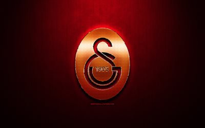 Galatasaray SK, purple metal background, Super Lig, turkish football club, fan art, Galatasaray logo, football, soccer, Galatasaray FC, Turkey