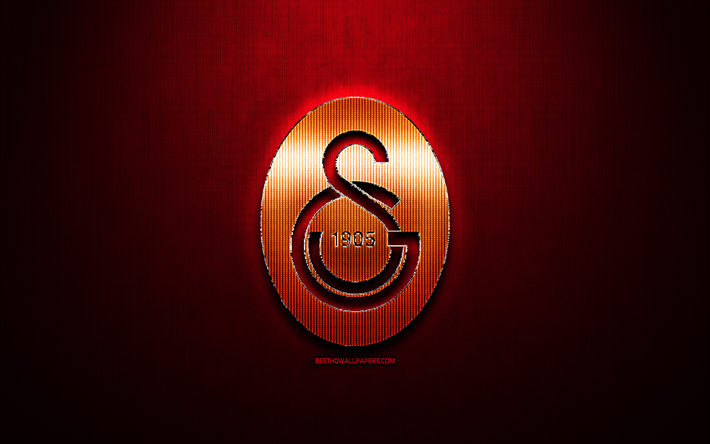 Galatasaray SK, violetti metalli tausta, Super League, turkkilainen jalkapalloseura, fan art, Galatasaray-logo, jalkapallo, Galatasaray FC, Turkki
