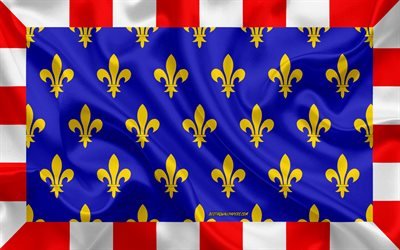 العلم من تورين, 4k, المنطقة الفرنسية, الحرير العلم, مناطق فرنسا, نسيج الحرير, تورين العلم, الفنون الإبداعية, Touraine, فرنسا