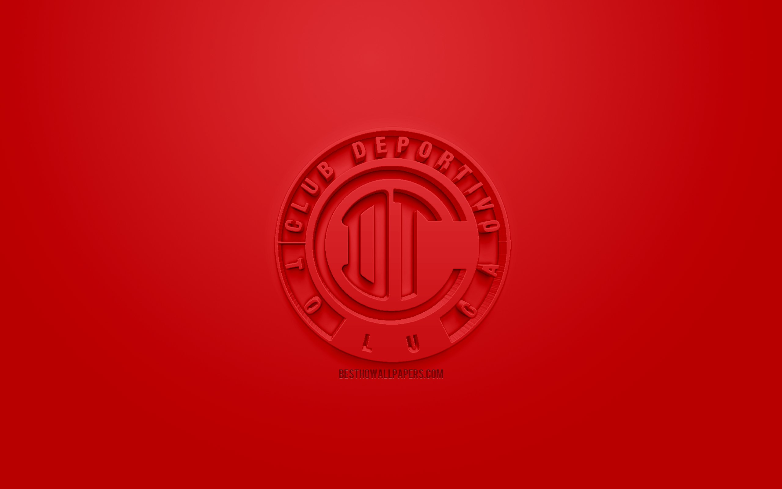 Download wallpapers Deportivo Toluca FC, creative 3D logo, red background,  3d emblem, Mexican football club, Liga MX, Toluca, Mexico, 3d art,  football, stylish 3d logo for desktop with resolution 2560x1600. High  Quality