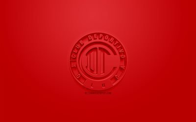 Deportivo Toluca FC, creative 3D logo, red background, 3d emblem, Mexican football club, Liga MX, Toluca, Mexico, 3d art, football, stylish 3d logo