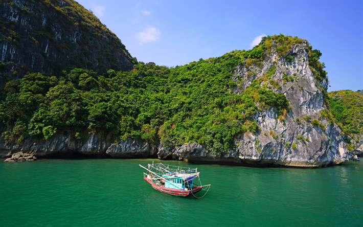 Lan Ha Bay, islas tropicales, rocas, Vietnam, turismo, viajes de verano