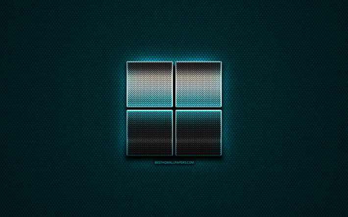 Microsoft brillo logotipo, creativo, de metal de color azul de fondo, logotipo de Microsoft, marcas, Microsoft