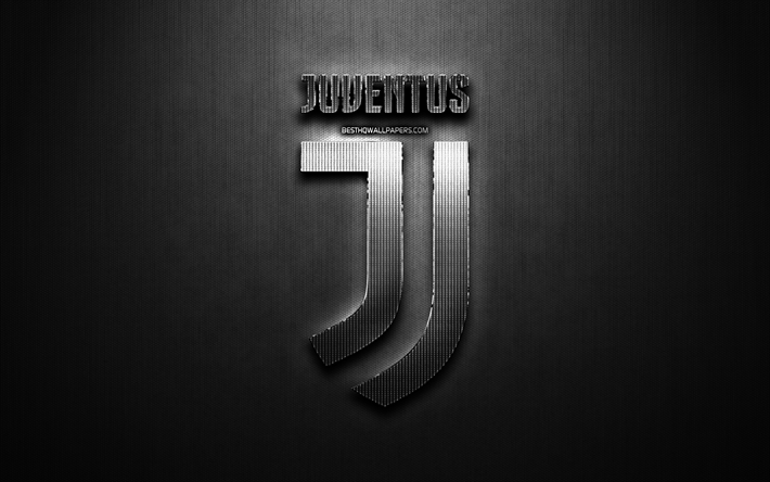 Juventus, siyah metal arka plan, Serisi, İtalyan Futbol Kul&#252;b&#252;, fan sanat, Juventus logo, futbol, İtalya