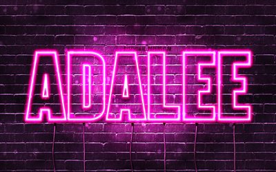 adalee, 4k, tapeten, die mit namen, weibliche namen, adalee namen, purple neon lights, happy birthday adalee, bild mit adalee namen