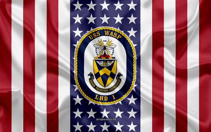 USS Wasp Emblem, LHD-1, American Flag, US Navy, USA, USS Wasp Badge, US warship, Emblem of the USS Wasp