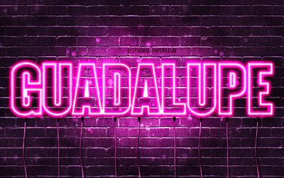 Guadalupe, 4k, tapeter med namn, kvinnliga namn, Guadalupe namn, lila neon lights, Grattis P&#229; F&#246;delsedagen Guadalupe, bild med Guadalupe namn