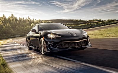 Toyota GT-86, 2020, exterior, front view, black sports coupe, new black GT-86, race track, Japanese sports cars, Toyota