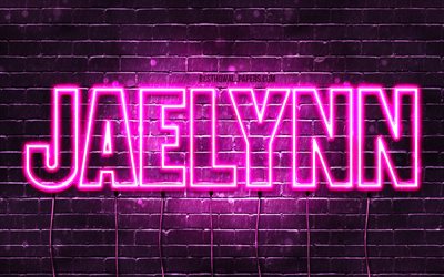 Jaelynn, 4k, tapeter med namn, kvinnliga namn, Jaelynn namn, lila neon lights, Grattis P&#229; F&#246;delsedagen Jaelynn, bild med Jaelynn namn