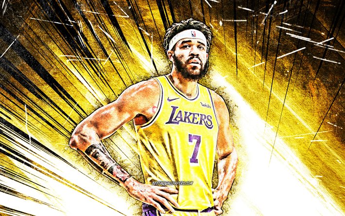 4k, JaVale McGee, grunge de l&#39;art, de la NBA, les Los Angeles Lakers, stars du basket-ball, jaune abstrait rayons, JaVale Lindy McGee, basket-ball, LA Lakers, cr&#233;atif, JaVale McGee Lakers, JaVale McGee 4K