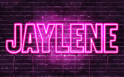 Jaylene, 4k, tapeter med namn, kvinnliga namn, Jaylene namn, lila neon lights, Grattis P&#229; F&#246;delsedagen Jaylene, bild med Jaylene namn