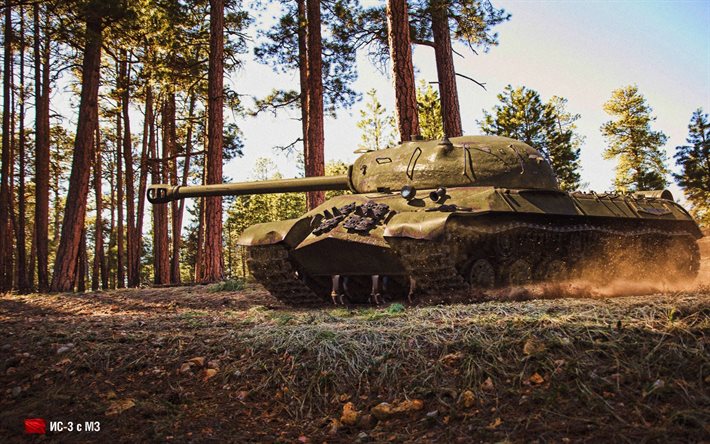 IS-3, 森林, 戦い, タンク, オンラインゲーム, 世界の戦車, ソビエト戦車, WoT