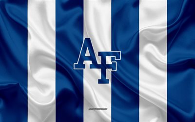 Air Force Falcons, American football team, emblem, silk flag, blue and white silk texture, NCAA, Air Force Falcons logo, Colorado Springs, Colorado, USA, American football