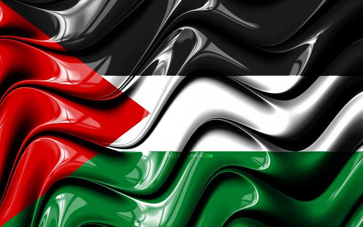 Palestiinan lippu, 4k, Aasia, kansalliset symbolit, 3D-taide, Palestiina, Aasian maat, Palestiinan 3D-lippu