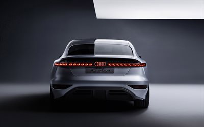 2021, Audi A6 E-Tron Concept, rear view, exterior, electric car, new white A6 E-Tron, German cars, Audi