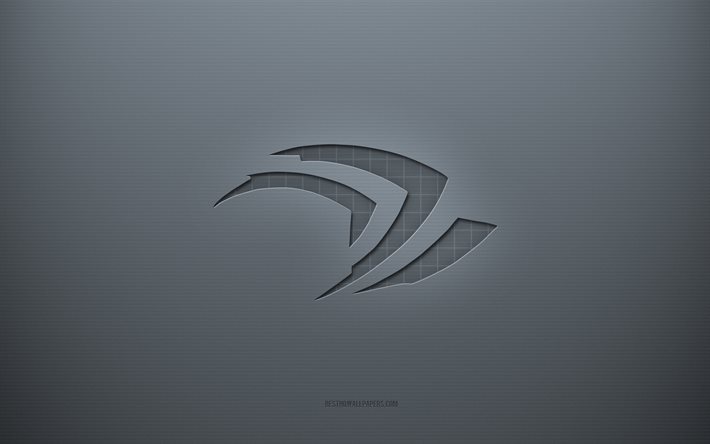 Nvidia-logotyp, gr&#229; kreativ bakgrund, Nvidia-emblem, gr&#229; pappersstruktur, Nvidia, gr&#229; bakgrund, Nvidia 3d-logotyp