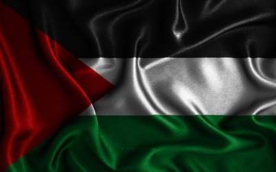 علم فلسطين, 4 ك, أعلام متموجة من الحرير, البلدان الآسيوية, رموز وطنية, أعلام النسيج, فن ثلاثي الأبعاد, فلسطين, آسيا, علم فلسطين 3D
