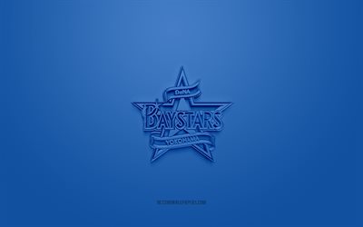 Yokohama BayStars, creative 3D logo, NPB, blue background, 3d emblem, Japanese baseball team, Nippon Professional Baseball, Yokohama, Japan, 3d art, baseball, Yokohama BayStars 3d logo