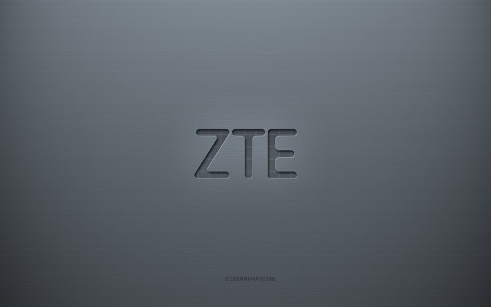 ZTE-logotyp, gr&#229; kreativ bakgrund, ZTE-emblem, gr&#229; pappersstruktur, ZTE, gr&#229; bakgrund, ZTE 3d-logotyp