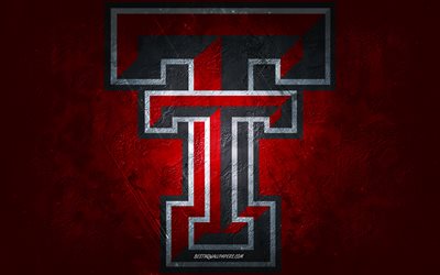 Texas Tech Red Raiders, Amerikan futbolu takımı, kırmızı arka plan, Texas Tech Red Raiders logosu, grunge sanat, NCAA, Amerikan futbolu, Texas Tech Red Raiders amblemi
