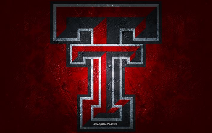 Texas Tech Red Raiders, amerikanskt fotbollslag, r&#246;d bakgrund, Texas Tech Red Raiders-logotyp, grunge konst, NCAA, amerikansk fotboll, Texas Tech Red Raiders emblem