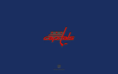 Washington Capitals, blue background, American hockey team, Washington Capitals emblem, NHL, Washington, USA, hockey, Washington Capitals logo
