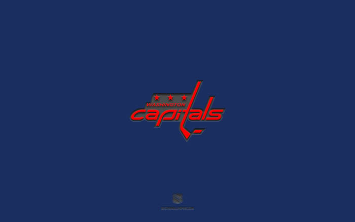 Washington Capitals, fondo azul, equipo de hockey estadounidense, emblema de Washington Capitals, NHL, Washington, EE UU, Hockey, logotipo de Washington Capitals