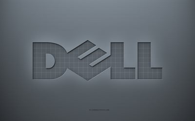 Dell logo, gray creative background, Dell emblem, gray paper texture, Dell, gray background, Dell 3d logo