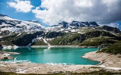 lago di montagna, smeraldo, lago, montagna, paesaggio, estate, Alpi, Austria
