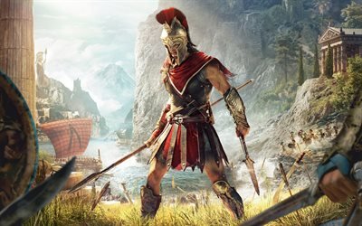 Assassins Creed Odyssey, 2018, cartaz, jogos sobre a Gr&#233;cia Antiga, promo, Ubisoft, Odisseia