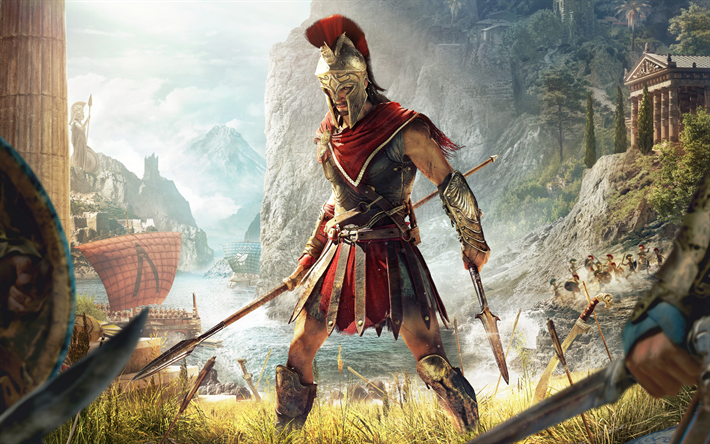 Assassins Creed Odyssey, 2018, affisch, spel om Antikens Grekland, promo, Ubisoft, Odyssey