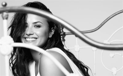 4k, Demi Lovato, 2018, monochrome, photoshoot, american singer, beauty, superstars