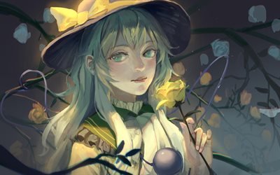 Koishi Komeiji, opere d&#39;arte, giallo, rosa, manga, Touhou