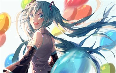 Hatsune Miku, blue hair, artwork, manga, Vocaloid