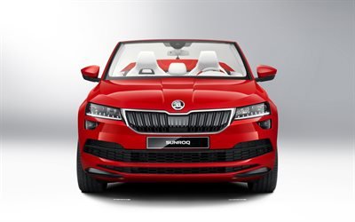 Skoda Sunroq, Concept, 2018, exterior, front view, new red Sunroq, convertible crossover, Czech cars, Skoda