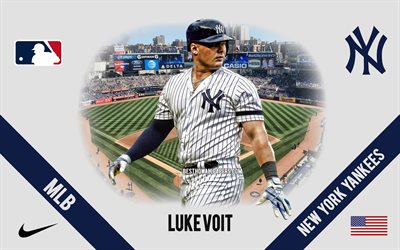 Luke Voit, New York Yankees, American Baseball Player, MLB, portrait, USA, baseball, Yankee Stadium, New York Yankees logo, Major League Baseball, Louis Linwood Voit III