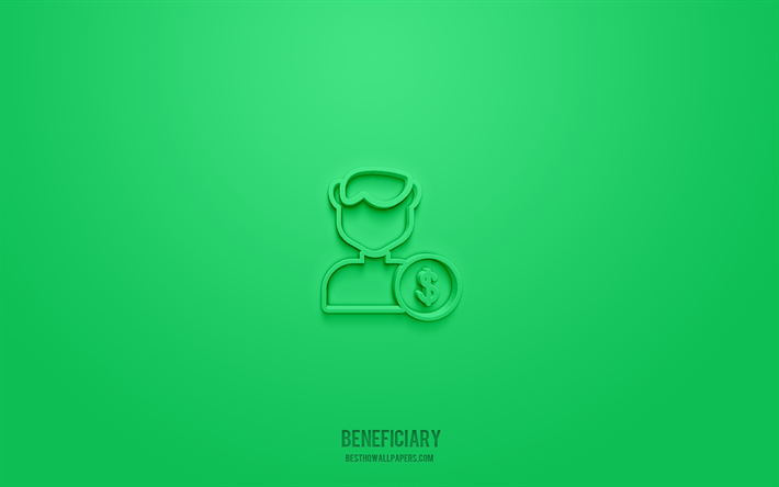 Beneficiary 3d icon, green background, 3d symbols, Beneficiary, business icons, 3d icons, Beneficiary sign, business 3d icons