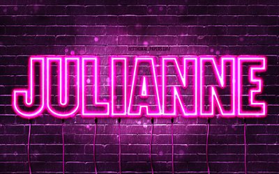 Happy Birthday Julianne, 4k, pink neon lights, Julianne name, creative, Julianne Happy Birthday, Julianne Birthday, popular french female names, picture with Julianne name, Julianne