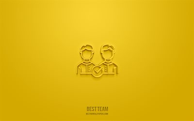 Best team 3d icon, yellow background, 3d symbols, Best team, business icons, 3d icons, Best team sign, business 3d icons