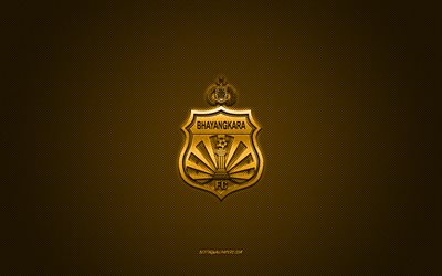 Bhayangkara Solo FC, Indonesian football club, yellow logo, yellow carbon fiber background, Liga 1, football, Surakarta, Indonesia, Bhayangkara Solo FC logo